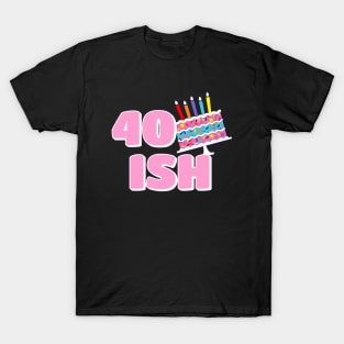 Happy 40th Birthday Gift Pink Typography T-Shirt